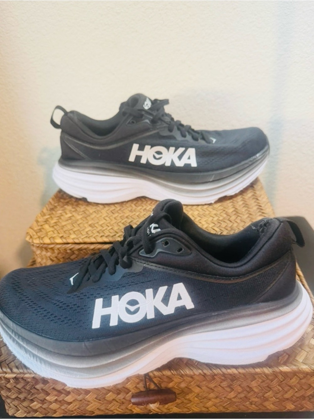 Hoka women’s  Black and White Lightweight Sneakers